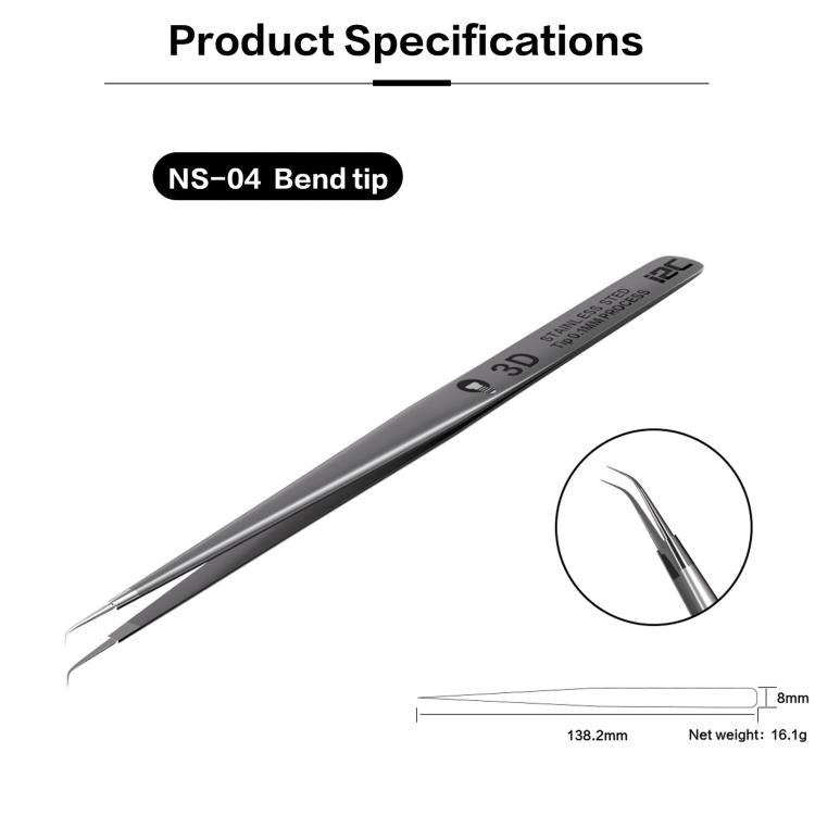 i2C NS Series Super Alloy High Precision Stainless Steel Super Hard Extra Tip Flying Wire Tweezers, NS-04 Bend Tip, NS-01 2.5 Standard, NS-03 Extra Hard Tip, NS-02 Extra Hard Type, NS-04/02/03 Set