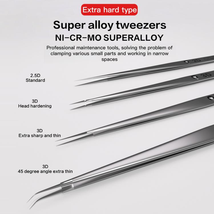 i2C NS Series Super Alloy High Precision Stainless Steel Super Hard Extra Tip Flying Wire Tweezers, NS-04 Bend Tip, NS-01 2.5 Standard, NS-03 Extra Hard Tip, NS-02 Extra Hard Type, NS-04/02/03 Set