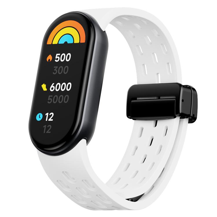 xDfind Holes Magnetic Black Buckle Silicone Watch Band, For Xiaomi Smart Band 11 / 10 / 9 / 8
