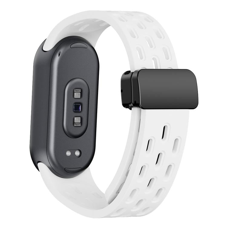 xDfind Holes Magnetic Black Buckle Silicone Watch Band, For Xiaomi Smart Band 11 / 10 / 9 / 8