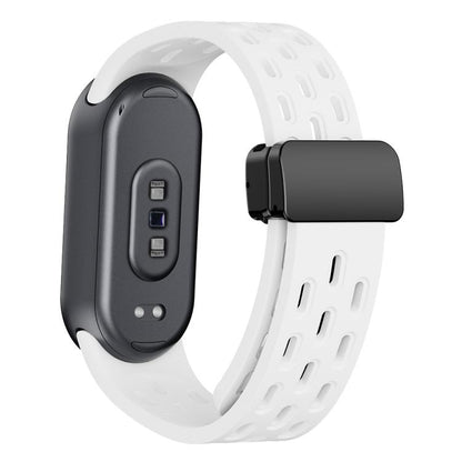 xDfind Holes Magnetic Black Buckle Silicone Watch Band, For Xiaomi Smart Band 11 / 10 / 9 / 8