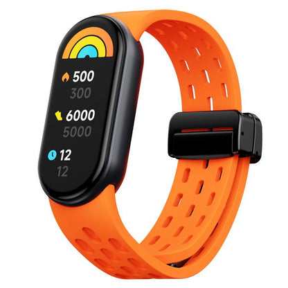 xDfind Holes Magnetic Black Buckle Silicone Watch Band, For Xiaomi Smart Band 11 / 10 / 9 / 8