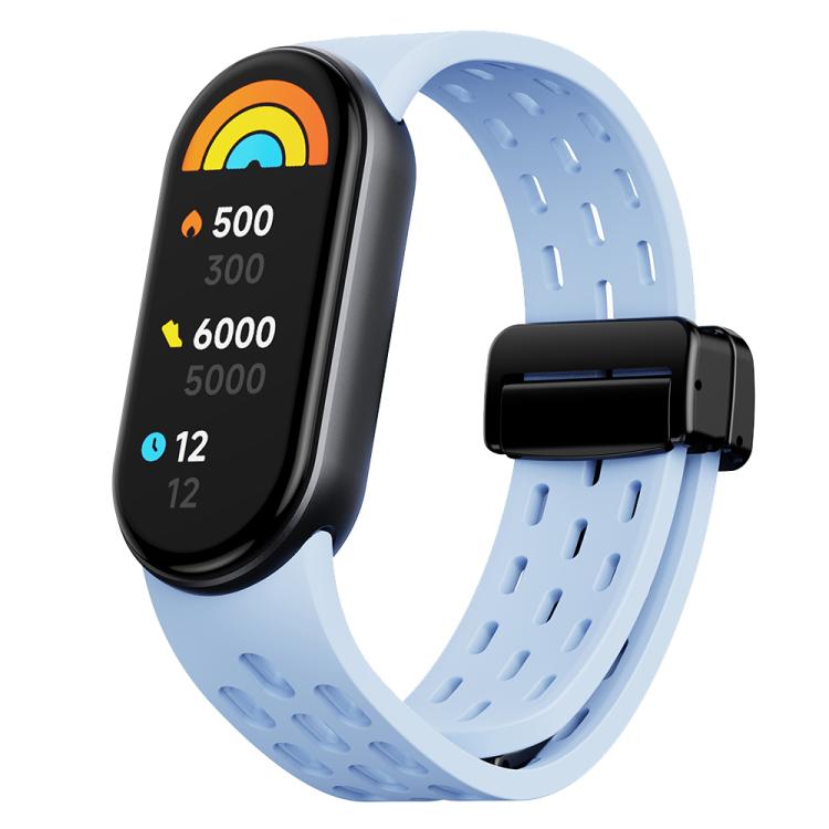 xDfind Holes Magnetic Black Buckle Silicone Watch Band, For Xiaomi Smart Band 11 / 10 / 9 / 8