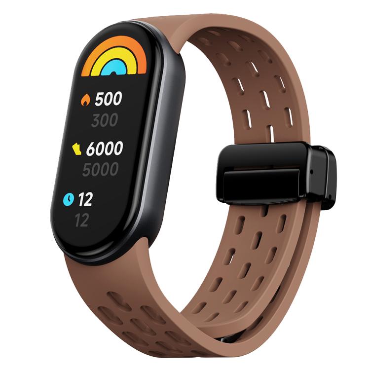 xDfind Holes Magnetic Black Buckle Silicone Watch Band, For Xiaomi Smart Band 11 / 10 / 9 / 8