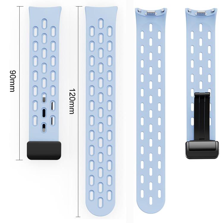 xDfind Holes Magnetic Black Buckle Silicone Watch Band, For Xiaomi Smart Band 11 / 10 / 9 / 8