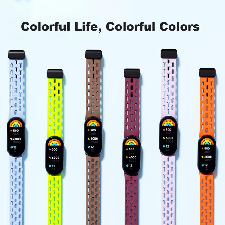 xDfind Holes Magnetic Black Buckle Silicone Watch Band, For Xiaomi Smart Band 11 / 10 / 9 / 8