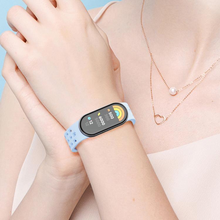 xDfind Holes Magnetic Black Buckle Silicone Watch Band, For Xiaomi Smart Band 11 / 10 / 9 / 8