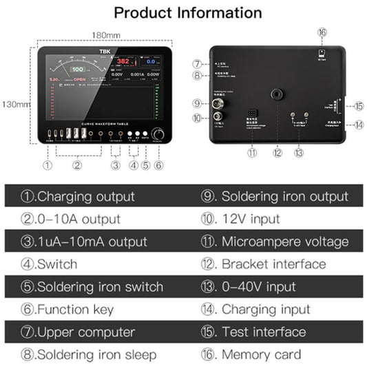 TBK D7 Multifunctional Curve Waveform Meter with Electric Soldering Iron Function