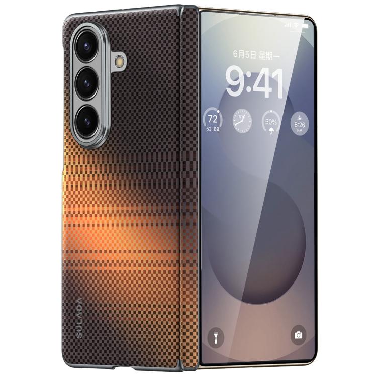 SULADA Kevlar Woven Texture Magnetic Leather Phone Case, For Galaxy Z Fold8 Ultra 5G, For Galaxy Z Fold7 5G