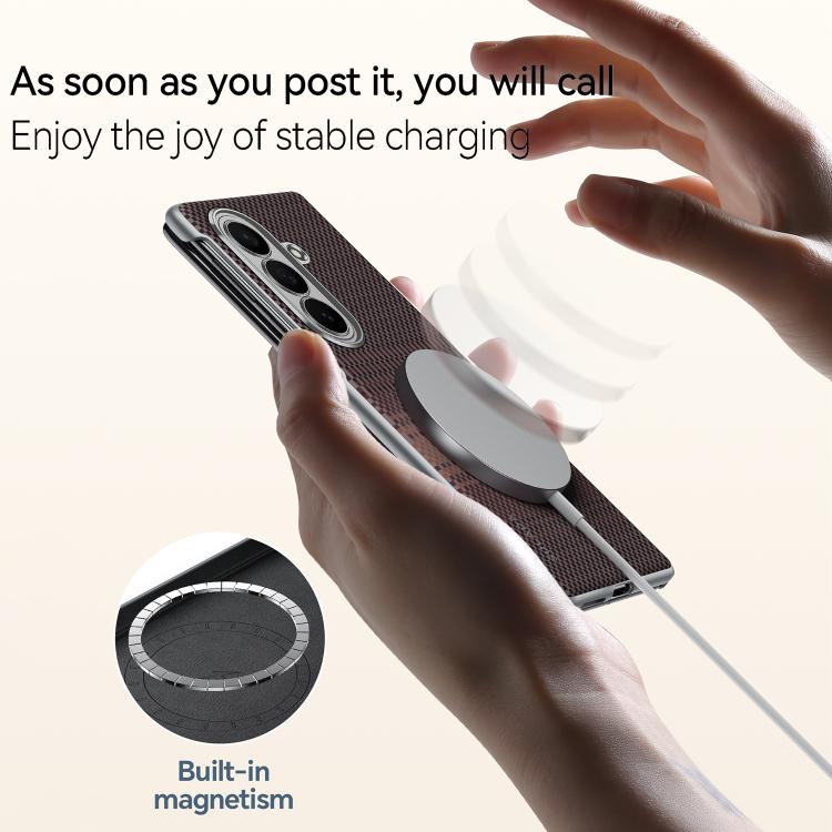 SULADA Kevlar Woven Texture Magnetic Leather Phone Case, For Galaxy Z Fold8 Ultra 5G, For Galaxy Z Fold7 5G
