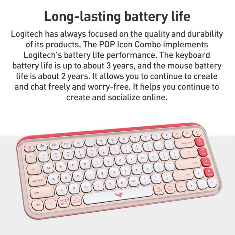 Logitech POP ICON COMBO Wireless Bluetooth Keyboard and Mouse Set