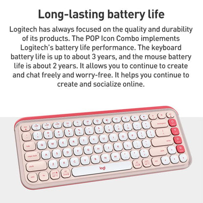 Logitech POP ICON COMBO Wireless Bluetooth Keyboard and Mouse Set