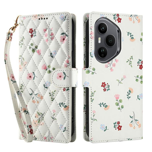 Flower Pattern Buckle Leather Phone Case with Lanyard, For Honor 400 Pro Global 160.8mm, For Honor 400 Lite Global, For Honor 400 Global 156.5mm