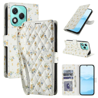 Flower Pattern Buckle Leather Phone Case with Lanyard, For Honor X6c 4G / X5b / X5b Plus, For Honor 400 Pro Global 160.8mm, For Honor 400 Lite Global, For Honor 400 Global 156.5mm, For Honor X9c / Magic7 Lite