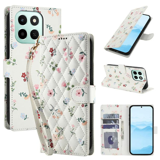 Flower Pattern Buckle Leather Phone Case with Lanyard, For Honor X6c 4G / X5b / X5b Plus, For Honor 400 Pro Global 160.8mm, For Honor 400 Lite Global, For Honor 400 Global 156.5mm, For Honor X9c / Magic7 Lite