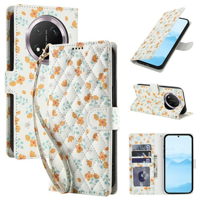 Flower Pattern Buckle Leather Phone Case with Lanyard, For Honor X6c 4G / X5b / X5b Plus, For Honor 400 Pro Global 160.8mm, For Honor 400 Lite Global, For Honor 400 Global 156.5mm, For Honor X9c / Magic7 Lite