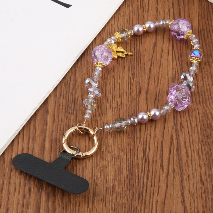 Flower Ice Bead Chain Phone Anti-lost Short Lanyard