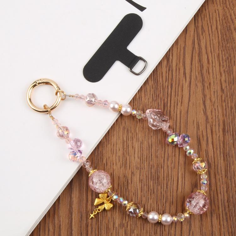 Flower Ice Bead Chain Phone Anti-lost Short Lanyard