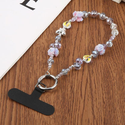 Rose Bead Chain Phone Anti-lost Short Lanyard