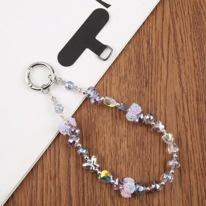 Rose Bead Chain Phone Anti-lost Short Lanyard