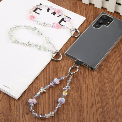 Rose Bead Chain Phone Anti-lost Short Lanyard