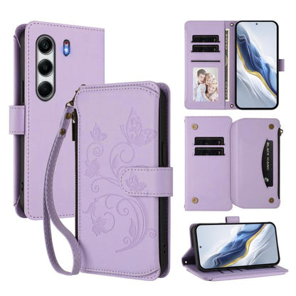 Butterfly Love Flower Multi-card Zipper Wallet Leather Phone Case, For Tecno Camon 50 Pro 4G, For Tecno Camon 50 4G, For Tecno Spark Slim 5G, For Tecno Camon 40 Pro 4G, For Tecno Spark 40 4G, For Tecno Pova 7 4G, For Tecno Spark GO 2025 / 1S           ...
