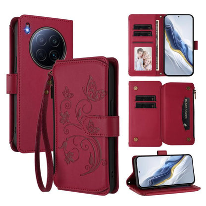 Butterfly Love Flower Multi-card Zipper Wallet Leather Phone Case, For Tecno Camon 50 Pro 4G, For Tecno Camon 50 4G, For Tecno Spark Slim 5G, For Tecno Camon 40 Pro 4G, For Tecno Spark 40 4G, For Tecno Pova 7 4G, For Tecno Spark GO 2025 / 1S           ...