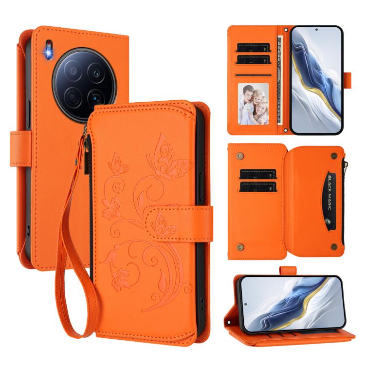 Butterfly Love Flower Multi-card Zipper Wallet Leather Phone Case, For Tecno Camon 50 Pro 4G, For Tecno Camon 50 4G, For Tecno Spark Slim 5G, For Tecno Camon 40 Pro 4G, For Tecno Spark 40 4G, For Tecno Pova 7 4G, For Tecno Spark GO 2025 / 1S           ...