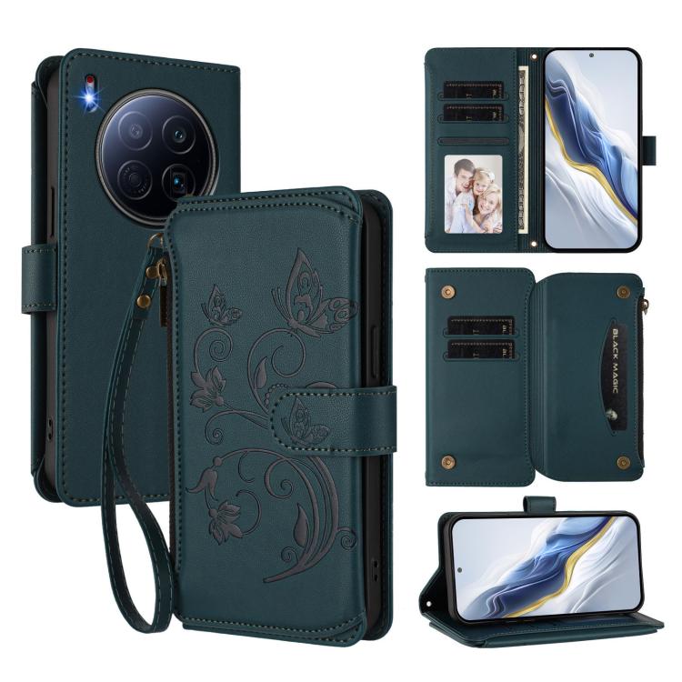 Butterfly Love Flower Multi-card Zipper Wallet Leather Phone Case, For Tecno Camon 50 Pro 4G, For Tecno Camon 50 4G, For Tecno Spark Slim 5G, For Tecno Camon 40 Pro 4G, For Tecno Spark 40 4G, For Tecno Pova 7 4G, For Tecno Spark GO 2025 / 1S           ...