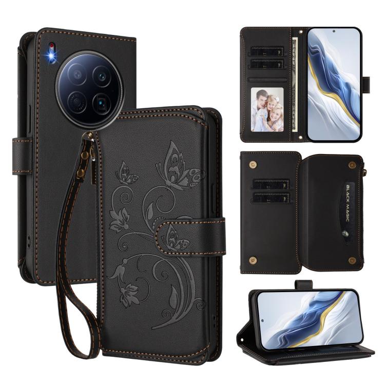 Butterfly Love Flower Multi-card Zipper Wallet Leather Phone Case, For Tecno Camon 50 Pro 4G, For Tecno Camon 50 4G, For Tecno Spark Slim 5G, For Tecno Camon 40 Pro 4G, For Tecno Spark 40 4G, For Tecno Pova 7 4G, For Tecno Spark GO 2025 / 1S           ...