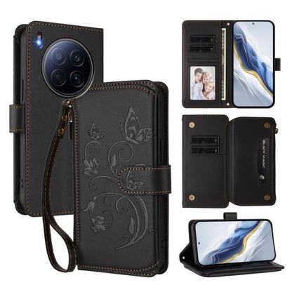 Butterfly Love Flower Multi-card Zipper Wallet Leather Phone Case, For Tecno Camon 50 Pro 4G, For Tecno Camon 50 4G, For Tecno Spark Slim 5G, For Tecno Camon 40 Pro 4G, For Tecno Spark 40 4G, For Tecno Pova 7 4G, For Tecno Spark GO 2025 / 1S           ...