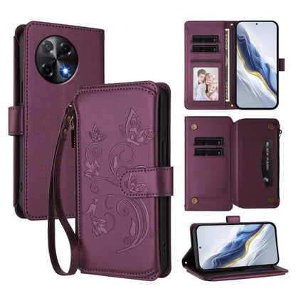 Butterfly Love Flower Multi-card Zipper Wallet Leather Phone Case, For Tecno Camon 50 Pro 4G, For Tecno Camon 50 4G, For Tecno Spark Slim 5G, For Tecno Camon 40 Pro 4G, For Tecno Spark 40 4G, For Tecno Pova 7 4G, For Tecno Spark GO 2025 / 1S           ...