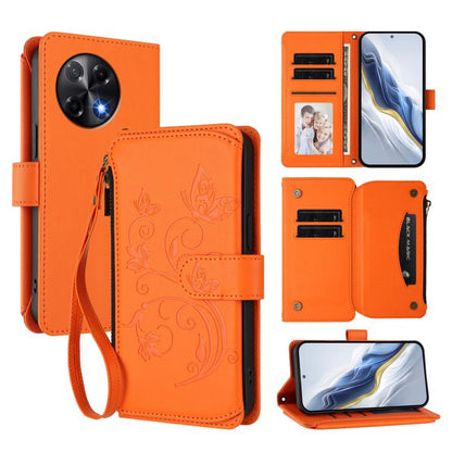 Butterfly Love Flower Multi-card Zipper Wallet Leather Phone Case, For Tecno Camon 50 Pro 4G, For Tecno Camon 50 4G, For Tecno Spark Slim 5G, For Tecno Camon 40 Pro 4G, For Tecno Spark 40 4G, For Tecno Pova 7 4G, For Tecno Spark GO 2025 / 1S           ...