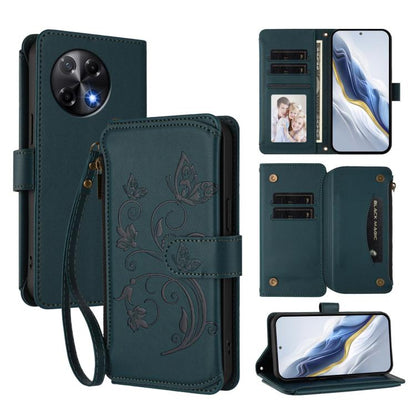 Butterfly Love Flower Multi-card Zipper Wallet Leather Phone Case, For Tecno Camon 50 Pro 4G, For Tecno Camon 50 4G, For Tecno Spark Slim 5G, For Tecno Camon 40 Pro 4G, For Tecno Spark 40 4G, For Tecno Pova 7 4G, For Tecno Spark GO 2025 / 1S           ...