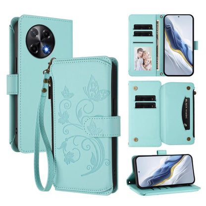 Butterfly Love Flower Multi-card Zipper Wallet Leather Phone Case, For Tecno Camon 50 Pro 4G, For Tecno Camon 50 4G, For Tecno Spark Slim 5G, For Tecno Camon 40 Pro 4G, For Tecno Spark 40 4G, For Tecno Pova 7 4G, For Tecno Spark GO 2025 / 1S           ...