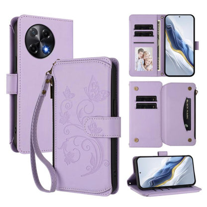 Butterfly Love Flower Multi-card Zipper Wallet Leather Phone Case, For Tecno Camon 50 Pro 4G, For Tecno Camon 50 4G, For Tecno Spark Slim 5G, For Tecno Camon 40 Pro 4G, For Tecno Spark 40 4G, For Tecno Pova 7 4G, For Tecno Spark GO 2025 / 1S           ...