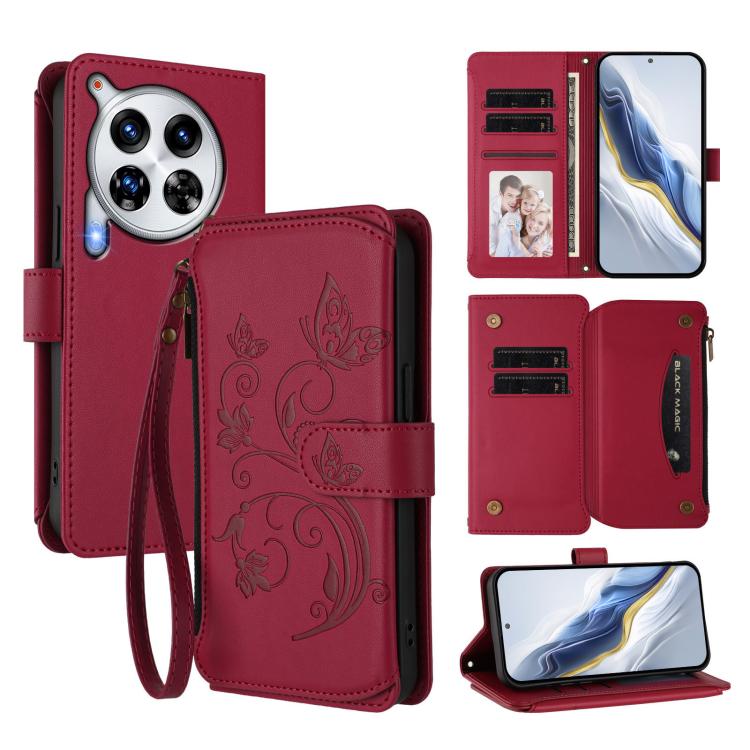 Butterfly Love Flower Multi-card Zipper Wallet Leather Phone Case, For Tecno Spark 30 Pro 4G, For Tecno Spark 30 5G / Pova 6 Neo 5G, For Tecno Spark 30 4G, For Tecno Spark GO 5G 2025 / Hot 60i 4G, For Tecno Spark 30C 4G, For Tecno Spark 20 Pro 5G      ...
