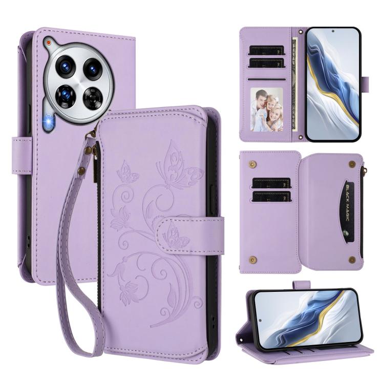 Butterfly Love Flower Multi-card Zipper Wallet Leather Phone Case, For Tecno Spark 30 Pro 4G, For Tecno Spark 30 5G / Pova 6 Neo 5G, For Tecno Spark 30 4G, For Tecno Spark GO 5G 2025 / Hot 60i 4G, For Tecno Spark 30C 4G, For Tecno Spark 20 Pro 5G      ...
