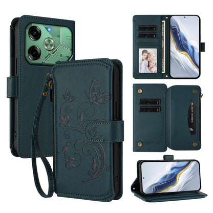 Butterfly Love Flower Multi-card Zipper Wallet Leather Phone Case, For Tecno Spark 30 Pro 4G, For Tecno Spark 30 5G / Pova 6 Neo 5G, For Tecno Spark 30 4G, For Tecno Spark GO 5G 2025 / Hot 60i 4G, For Tecno Spark 30C 4G, For Tecno Spark 20 Pro 5G      ...