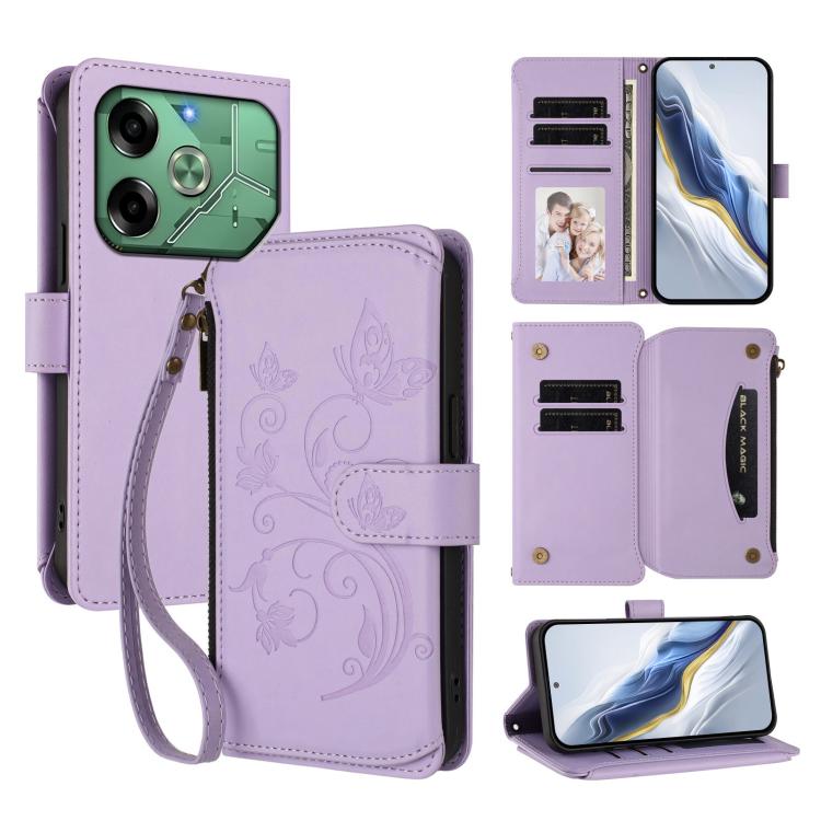 Butterfly Love Flower Multi-card Zipper Wallet Leather Phone Case, For Tecno Spark 30 Pro 4G, For Tecno Spark 30 5G / Pova 6 Neo 5G, For Tecno Spark 30 4G, For Tecno Spark GO 5G 2025 / Hot 60i 4G, For Tecno Spark 30C 4G, For Tecno Spark 20 Pro 5G      ...