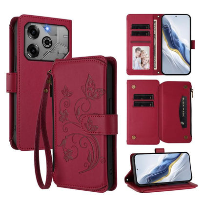 Butterfly Love Flower Multi-card Zipper Wallet Leather Phone Case, For Tecno Spark 30 Pro 4G, For Tecno Spark 30 5G / Pova 6 Neo 5G, For Tecno Spark 30 4G, For Tecno Spark GO 5G 2025 / Hot 60i 4G, For Tecno Spark 30C 4G, For Tecno Spark 20 Pro 5G      ...