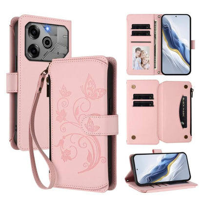 Butterfly Love Flower Multi-card Zipper Wallet Leather Phone Case, For Tecno Spark 30 Pro 4G, For Tecno Spark 30 5G / Pova 6 Neo 5G, For Tecno Spark 30 4G, For Tecno Spark GO 5G 2025 / Hot 60i 4G, For Tecno Spark 30C 4G, For Tecno Spark 20 Pro 5G      ...