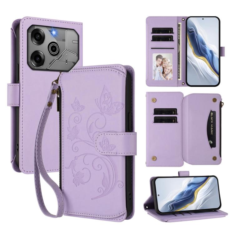 Butterfly Love Flower Multi-card Zipper Wallet Leather Phone Case, For Tecno Spark 30 Pro 4G, For Tecno Spark 30 5G / Pova 6 Neo 5G, For Tecno Spark 30 4G, For Tecno Spark GO 5G 2025 / Hot 60i 4G, For Tecno Spark 30C 4G, For Tecno Spark 20 Pro 5G      ...