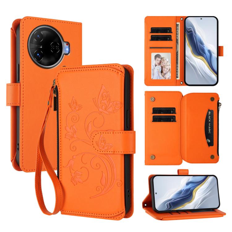Butterfly Love Flower Multi-card Zipper Wallet Leather Phone Case, For Tecno Spark 30 Pro 4G, For Tecno Spark 30 5G / Pova 6 Neo 5G, For Tecno Spark 30 4G, For Tecno Spark GO 5G 2025 / Hot 60i 4G, For Tecno Spark 30C 4G, For Tecno Spark 20 Pro 5G      ...