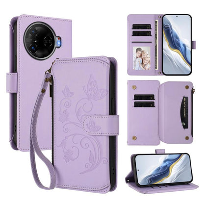 Butterfly Love Flower Multi-card Zipper Wallet Leather Phone Case, For Tecno Spark 30 Pro 4G, For Tecno Spark 30 5G / Pova 6 Neo 5G, For Tecno Spark 30 4G, For Tecno Spark GO 5G 2025 / Hot 60i 4G, For Tecno Spark 30C 4G, For Tecno Spark 20 Pro 5G      ...