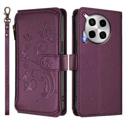 Butterfly Love Flower Multi-card Zipper Wallet Leather Phone Case, For Tecno Camon 30 4G / 5G, For Tecno Spark 20 Pro+ 4G, For Tecno Spark GO 2024 4G / 20 4G, For Tecno Pova 5 Pro 5G, For Tecno Pova Neo 3, For Tecno Pova 5, For Tecno Camon 20 Premier 5...