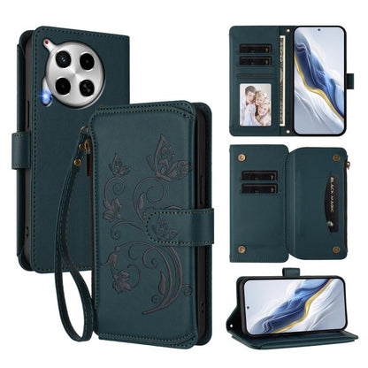 Butterfly Love Flower Multi-card Zipper Wallet Leather Phone Case, For Tecno Camon 30 4G / 5G, For Tecno Spark 20 Pro+ 4G, For Tecno Spark GO 2024 4G / 20 4G, For Tecno Pova 5 Pro 5G, For Tecno Pova Neo 3, For Tecno Pova 5, For Tecno Camon 20 Premier 5...