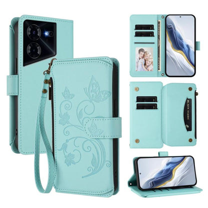 Butterfly Love Flower Multi-card Zipper Wallet Leather Phone Case, For Tecno Camon 30 4G / 5G, For Tecno Spark 20 Pro+ 4G, For Tecno Spark GO 2024 4G / 20 4G, For Tecno Pova 5 Pro 5G, For Tecno Pova Neo 3, For Tecno Pova 5, For Tecno Camon 20 Premier 5...