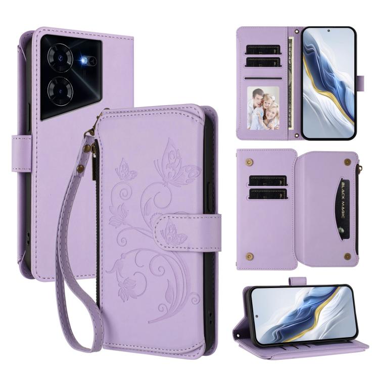 Butterfly Love Flower Multi-card Zipper Wallet Leather Phone Case, For Tecno Camon 30 4G / 5G, For Tecno Spark 20 Pro+ 4G, For Tecno Spark GO 2024 4G / 20 4G, For Tecno Pova 5 Pro 5G, For Tecno Pova Neo 3, For Tecno Pova 5, For Tecno Camon 20 Premier 5...