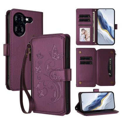 Butterfly Love Flower Multi-card Zipper Wallet Leather Phone Case, For Tecno Camon 30 4G / 5G, For Tecno Spark 20 Pro+ 4G, For Tecno Spark GO 2024 4G / 20 4G, For Tecno Pova 5 Pro 5G, For Tecno Pova Neo 3, For Tecno Pova 5, For Tecno Camon 20 Premier 5...